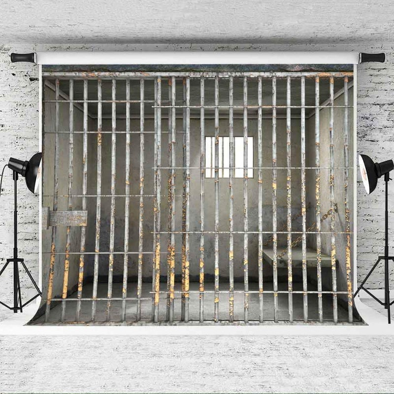 EOA 7(W) x5(H) FT Prison Jail Bars Backdrop Murder Party Crime Police Mugshot Cell Photography Background Birthday Events Decoration Kids Adults Funny Photoshot Props YouTube Studio - Image 3